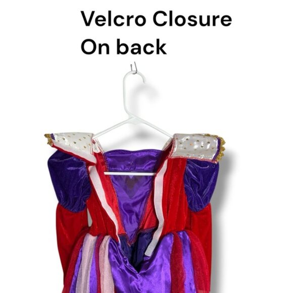 Queen of Hearts Costume Alice Wonderland Red Purple Gold Cracker Barrel Girl 4/5 - Picture 8 of 16